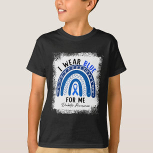 T-shirt Arc En Ciel Je Porte Du Ruban Bleu Pour Moi Diabèt