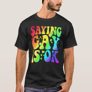 T-shirt Arc-En-Ciel Lgbt Dit Que Gay Est Ok Lgbt À Droite