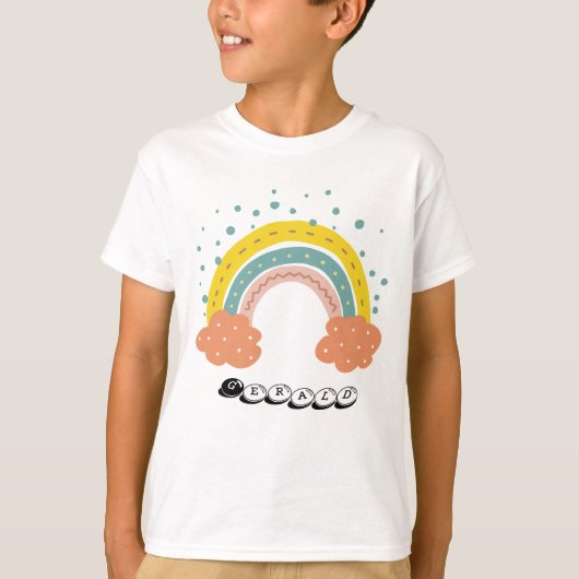 T-shirt Arc-en-ciel mignon avec nuages (Devant)