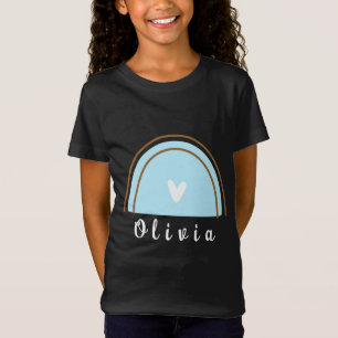 T-Shirt Arc-en-ciel minimaliste Boho avec nom personnalisé
