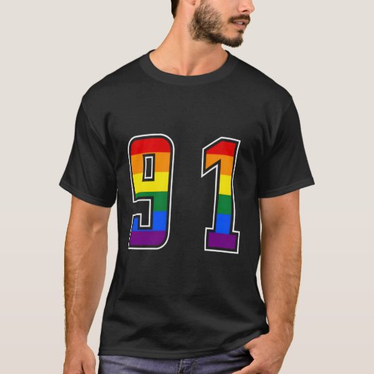 T-shirt Arc-en-ciel Numéro 91 de l'équipe Junior Numéroté (Devant)