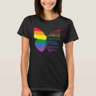 T-shirt Arc en ciel papillon LGBTQ Gay Bi Pride Égalité Ju