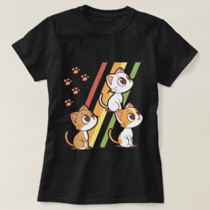 T-shirt arc-en-ciel Rétro Chats de Dessin Animé Mi