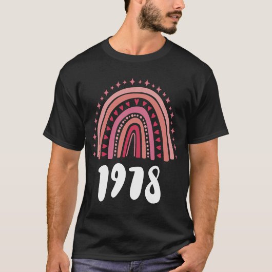T-shirt Arc-En-Ciel Rouge Année De Naissance 1978 Annivers (Devant)