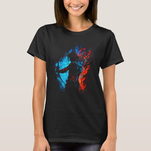 T-shirt Archer Flamme Tir À Arc Retro Bow Et Flèche (Devant)