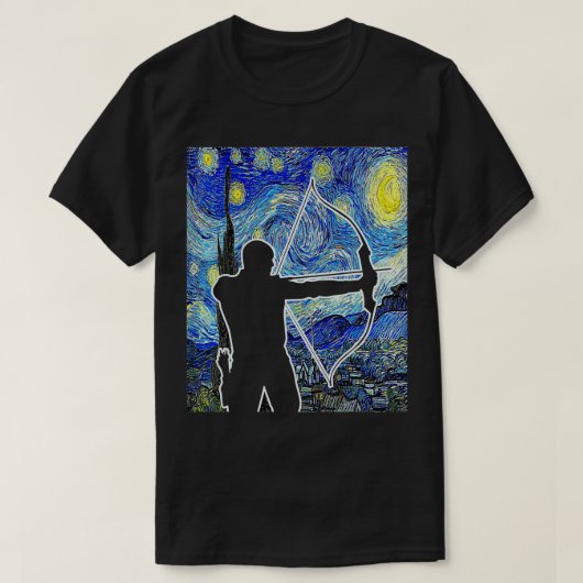T-shirt Archer Starry Nuit Van Gogh Bow Chasse Tir à l'arc (Design devant)