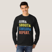 T-shirt Archery Darts Billard Aim Shoot Swear Repeat (Devant entier)