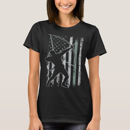 T-shirt Archery Retro USA Flag 4th of July Archery (Devant)