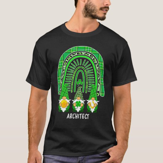 T-shirt Architect Gnome Rainbow Leopard Shamrock St Patric (Devant)