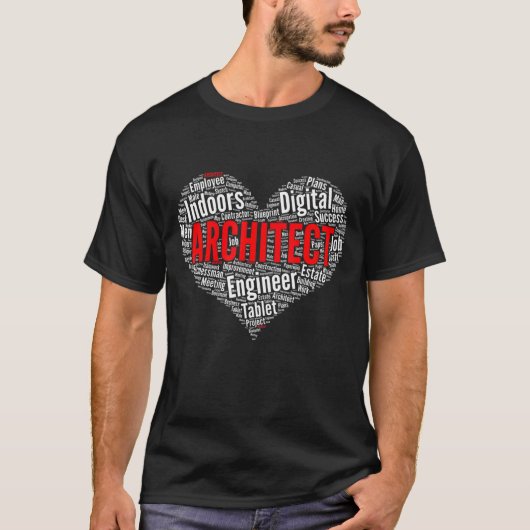 T-shirt Architecte Forme cardiaque Mot Cloud Conception Po (Devant)