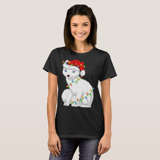 T-shirt Arctic Fox Animal Lover Xmas Santa Hat Arctic Fox (Devant entier)