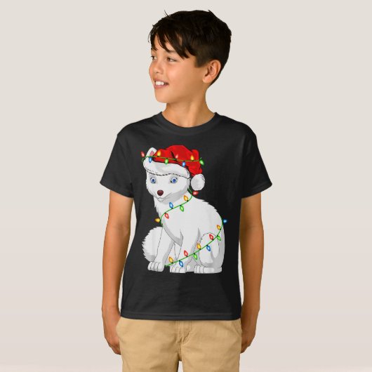 T-shirt Arctic Fox Animal Lover Xmas Santa Hat Arctic Fox (Devant entier)
