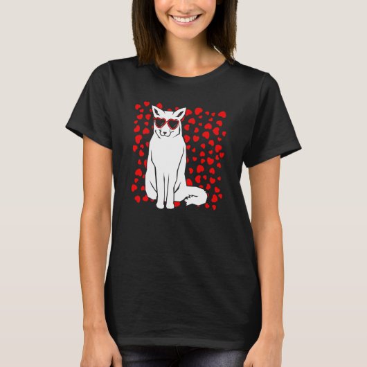 T-shirt Arctic Snow Fox Heart Glasses Valentines Day Anima (Devant)