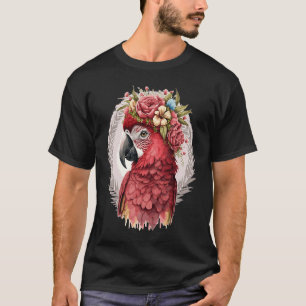 T-shirt Ardoise Macaw Parrot Aquarelle Oiseau Couronne Fle