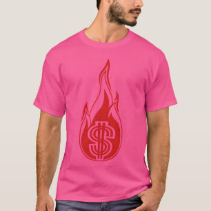 T-shirt argent chaud brûler dépenser feu flamme torche sym