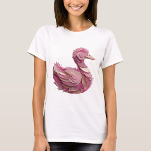 T-shirt Argent Cool GLAMOURUSE Cygne Rose Bold Design