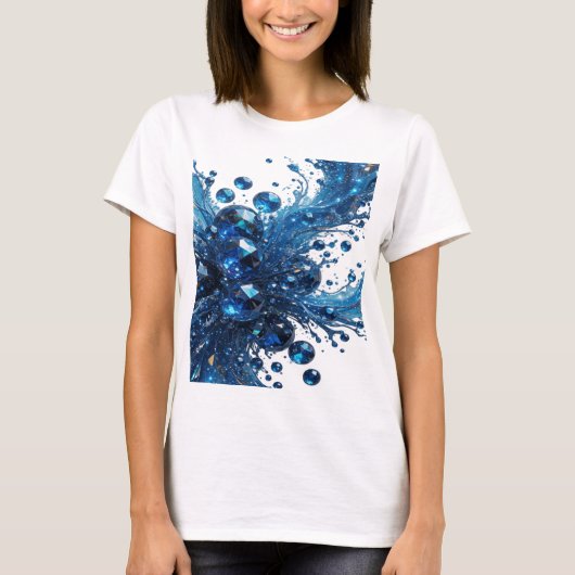 T-shirt Argent Dynamique Impression DIAMANTS BLEUS (Devant)