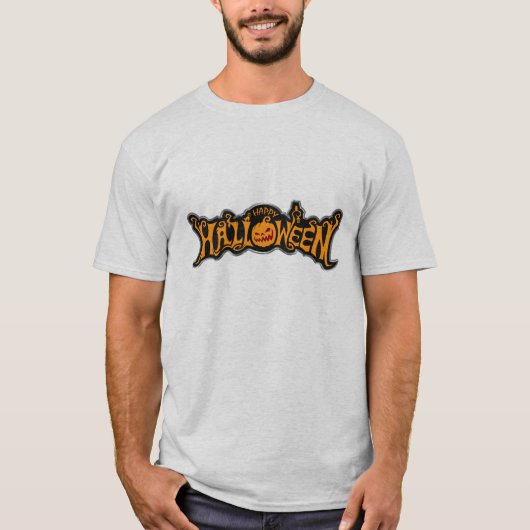 T-shirt Argent encadré Happy Halloween Ruby Eyed Citrouill (Devant)