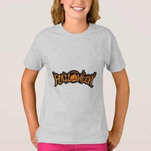 T-shirt Argent encadré Happy Halloween Ruby Eyed Citrouill (Devant)