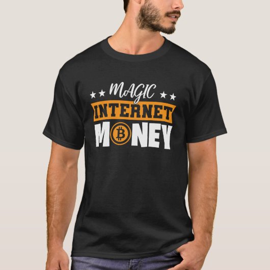 T-shirt Argent Magique d'Internet Bitcoin (Devant)