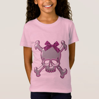 T-Shirt Argent mignon et crâne 3D rose avec le ruban