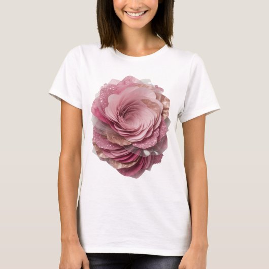 T-shirt Argent Vif ROSE ROSE Conception sur mesure (Devant)