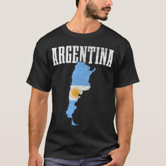 T-shirt Argentine Carte du drapeau argentin Fierté argenti