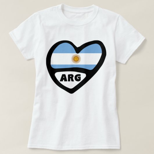 T-shirt Argentine Code Pays Drapeau Coeur ARG (Design devant)