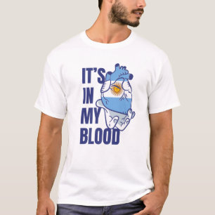 T-shirt Argentine Coeur Sang Veines Drapeau main Argentine