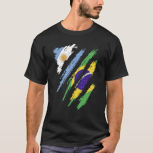 T-shirt Argentine Drapeau Brésil Gros Patriot Pays Stripe