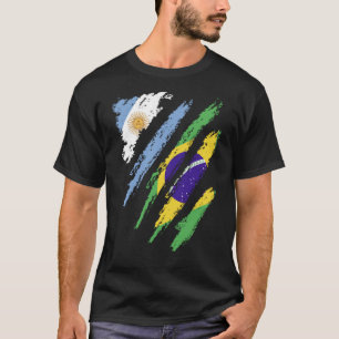 T-shirt Argentine Drapeau Brésil Gros Patriot Pays Stripe