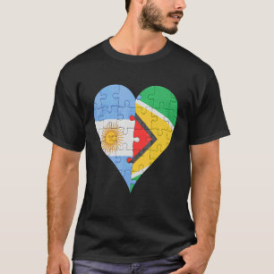 T-shirt Argentine Guyanaise Drapeau Coeur