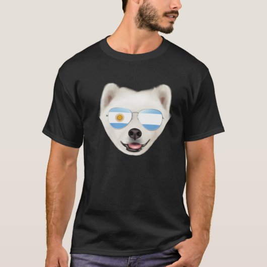 T-shirt Argentinian Flag Samoyed Dog Argentina Pocket (Devant)