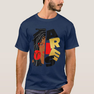 T-shirt "Aries Girl Afro Locs Girl Zodiac Signes Anniversa
