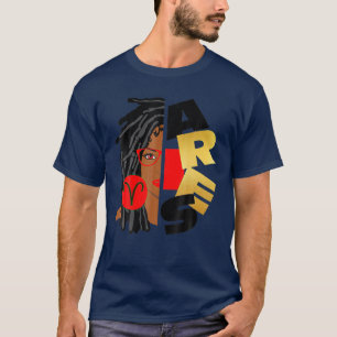 T-shirt Aries Girl Afro Locs Girl Zodiac Signes Anniversai