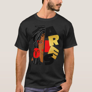T-shirt Aries Girl Afro Locs Girl Zodiac Signes Anniversai
