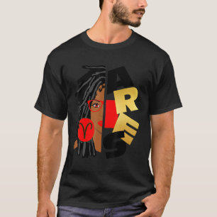 T-shirt Aries Girl Afro Locs Girl Zodiac Signes Anniversai