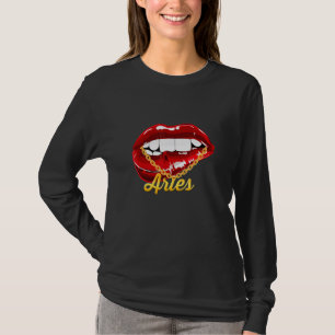 T-shirt Aries Girl Juicy Lips Gold Chain Astrologie Zodiac