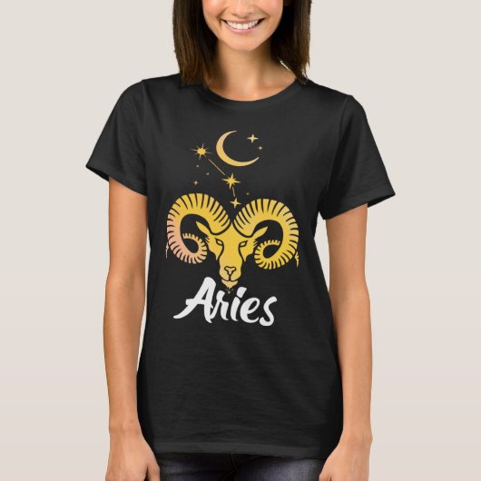 T-shirt Aries Horoscope Zodiac Sign Born March April (Devant)