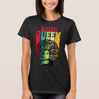 T-shirt Aries Queen Aries Pride Black Woman Afro Horoscop