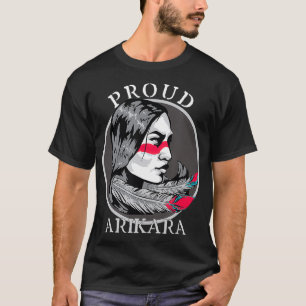 T-shirt Arikara American Indian Tribe Guerrier Girl Feathe
