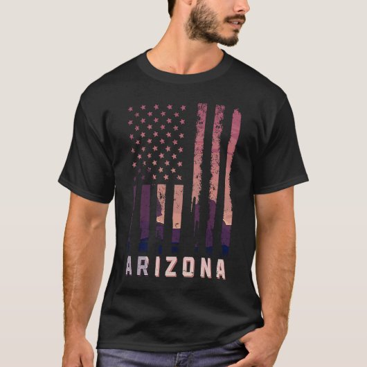 T-shirt Arizona American Flag USA State Patriotique Arizon (Devant)