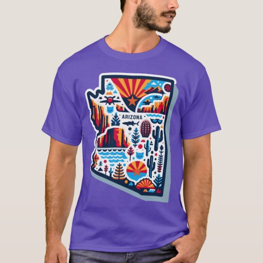 T-shirt Arizona carte design dynamique Surdimensionné (Devant)
