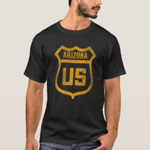 T-shirt Arizona Us Autoroute Trouvé Patiné Look Road