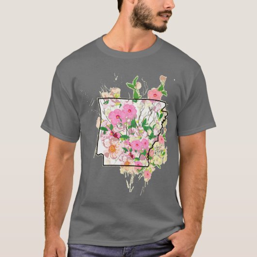 T-shirt Arkansas maison plan pomme fleur état fleur de fle (Devant)