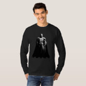 T-shirt Arkham | Pose large noir et blanc Batman (Devant entier)