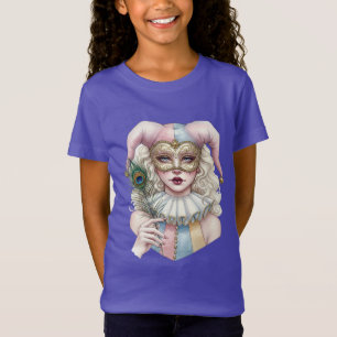 T-Shirt Arlequin en masque avec plume de paon
