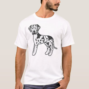 T-shirt Arlequin Grand Danois Chien de Dessin Animé Mignon