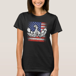 T-shirt Arm Wrestling USA Flag Armwrestling Sports Power P