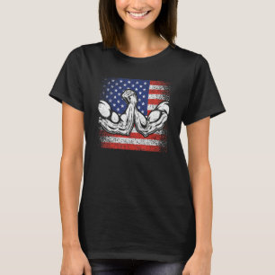 T-shirt Arm Wrestling USA Flag Armwrestling Sports Power P
